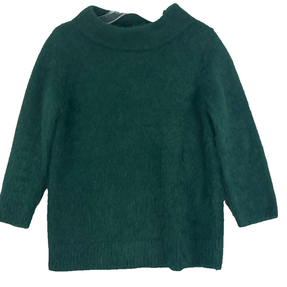 Moth Women's Size M Emerald Green Angora Rabbit Fluffy Soft Fuzzy Soft Minimal - Picture 1 of 11